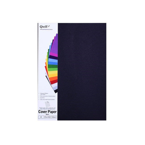 Quill Cover Paper 125gsm A4 Black Pack of 250 - image 1