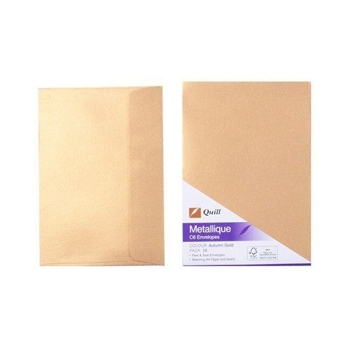 Quill Metallique Envelope 120gsm C6 Autumn Gold Pack of 10 - image 1