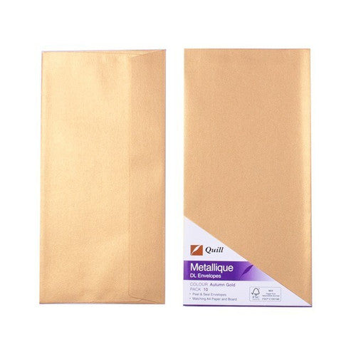 Quill Metallique Envelope DL 120gsm Autumn Gold Pack of 10 - image 1