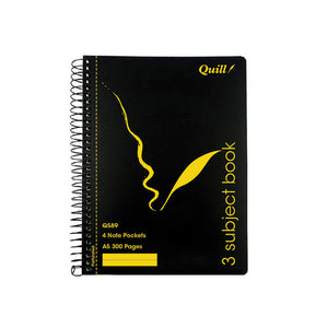 Quill Q Series 3 Subject Book 70gsm A5 300 Pages Black Pack of 5 - image 1