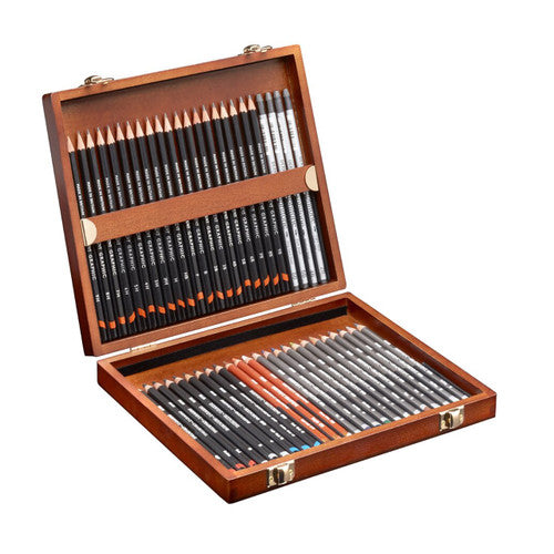 Derwent Sketching Pencils Wooden Box Set of 48