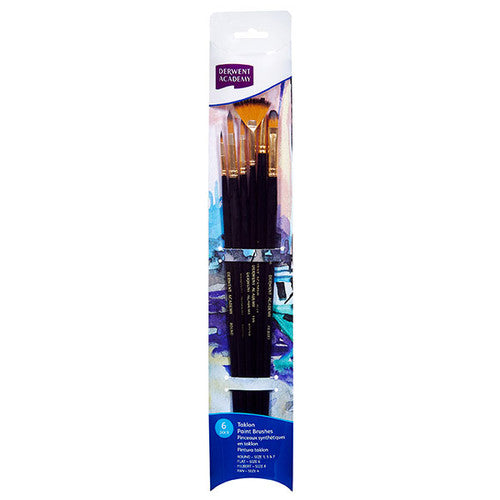 Derwent Academy Taklon Large Paint Brush Set Pack of 6