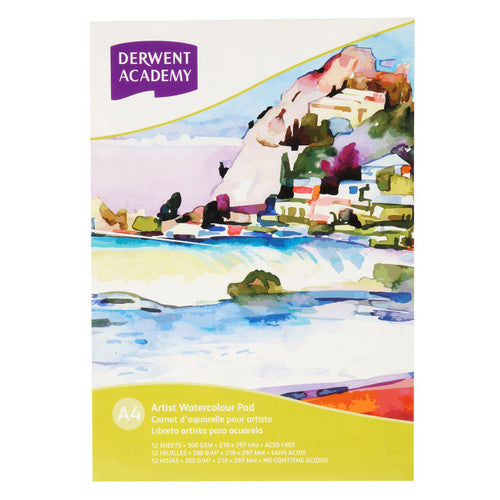 Derwent Academy Watercolour Pad A4 Portrait 12 Sheets Box of 5