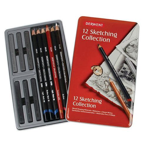 Derwent Sketching Mixed Media Tin of 12 Box of 6