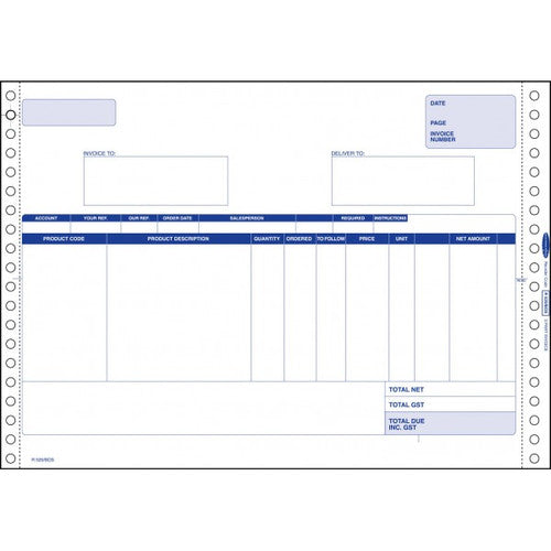 Bala BOS Invoice Continuous Business Forms 216 x 305mm Box of 750