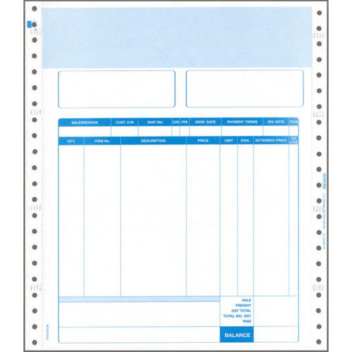 Bala MYOB Invoice Continuous Business Forms 279 x 241mm Box of 750