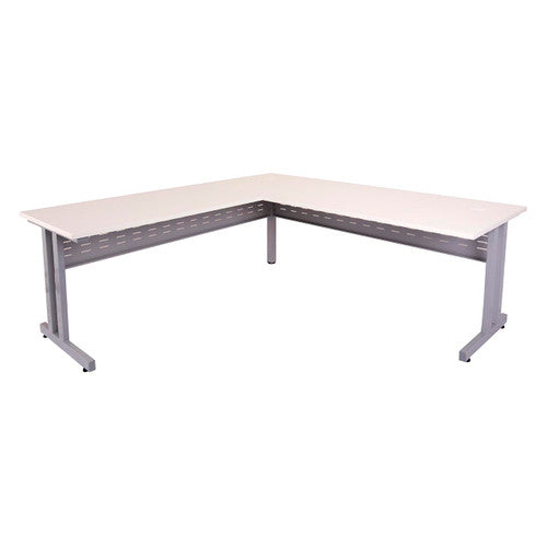 Rapidline Rapid Span C Leg Corner Workstation 1800 x 1800 x 700/600mm Natural White / Precious Silver Base