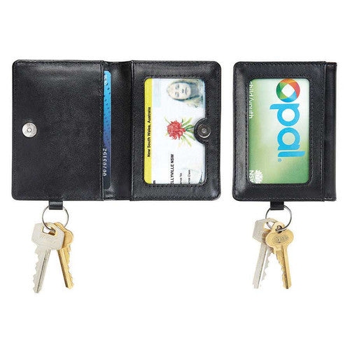 Rexel Leatherette Wallet with Key Ring Black