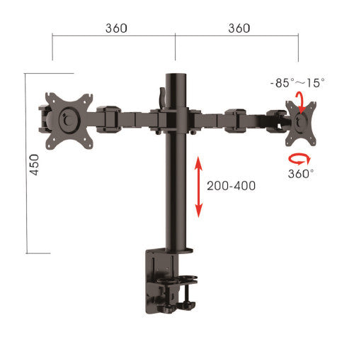 Rapidline Revolve Pole Mounted Dual Monitor Arm Black