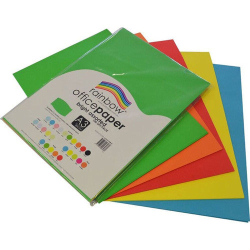 Rainbow Office Paper A3 80gsm Bright Assorted Pack of 100
