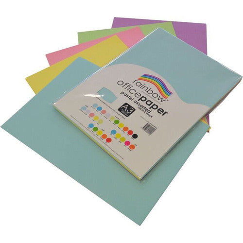 Rainbow Office Paper A3 80gsm Pastel Assorted Pack of 100