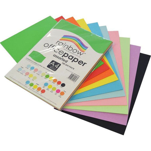 Rainbow Office Paper A4 80gsm Assorted Pack of 100