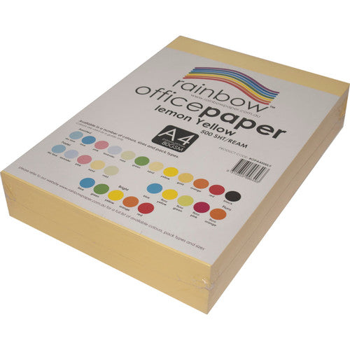 Rainbow Office Paper A4 80gsm Pastel Lemon Yellow Pack of 500