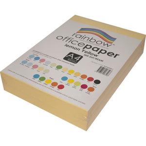 Rainbow Office Paper A4 80gsm Pastel Lemon Yellow Pack of 500