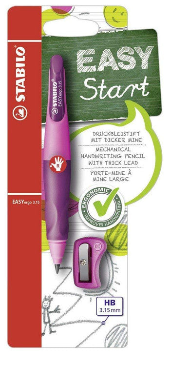 Stabilo EasyErgo 3.15 Right Hand Mechanical Pencil with Sharpener Blister Card Pink
