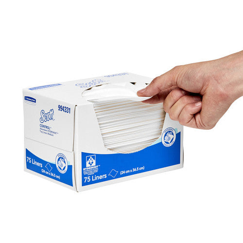 Scott Control Absorbent Hydroknit Medium Tray Liners White 75 Sheets Packs of 6