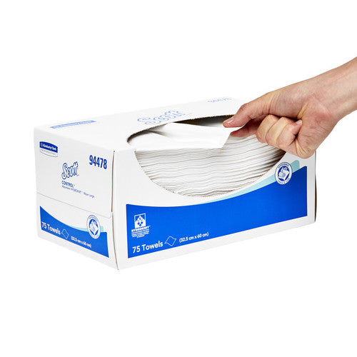 Scott Control Absorbent Hydroknit Large Wiper White 75 Sheets Box of 6
