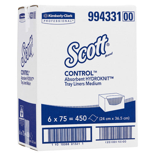 Scott Control Absorbent Hydroknit Medium Tray Liners White 75 Sheets Packs of 6