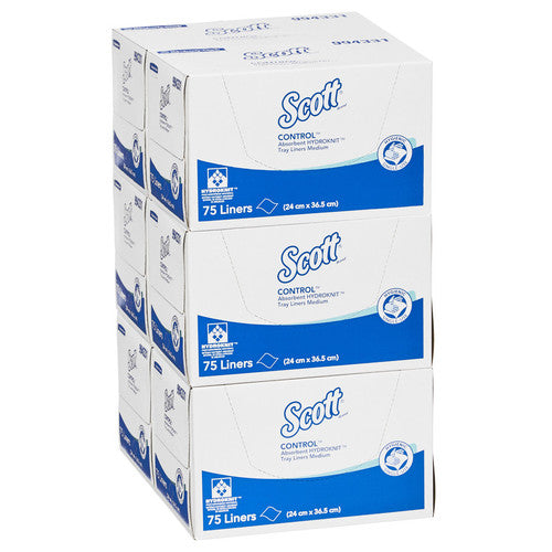 Scott Control Absorbent Hydroknit Medium Tray Liners White 75 Sheets Packs of 6