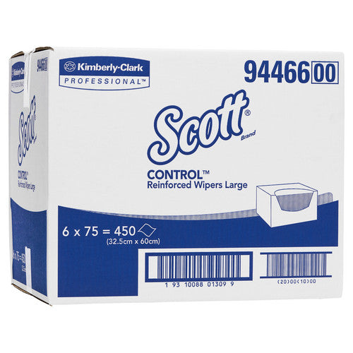 Scott Control Reinforced Large Wipers White 75 Sheets Packs of 6