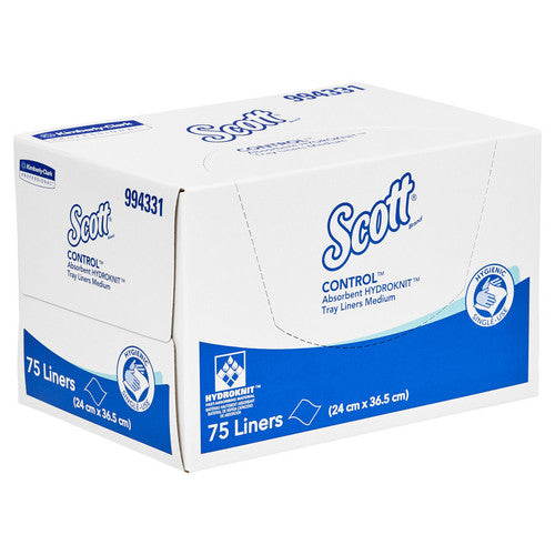 Scott Control Absorbent Hydroknit Medium Tray Liners White 75 Sheets Packs of 6