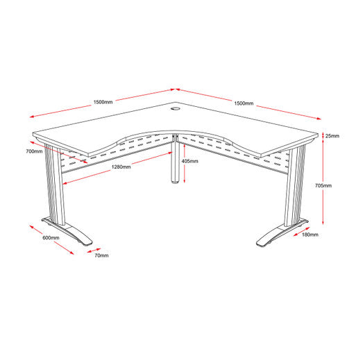 Rapidline Rapid Span Corner Workstation 1500 x 1500 x 700mm Natural White / Black Satin