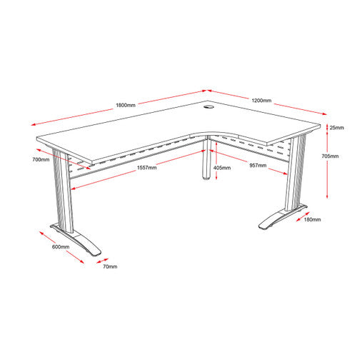 Rapidline Rapid Span Corner Workstation 1800 x 1200 x 700mm Natural White / White Satin