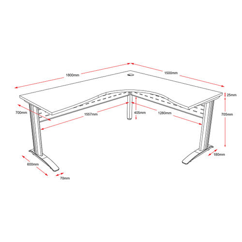 Rapidline Rapid Span Corner Workstation 1800 x 1500 x 700mm Natural White / Black Satin