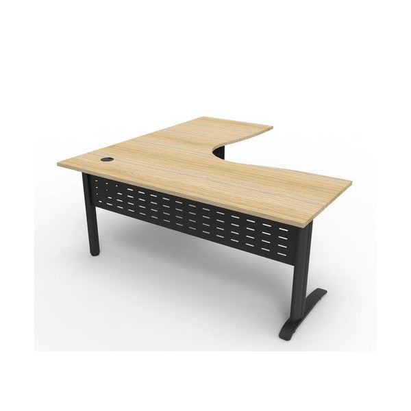 Rapidline Deluxe Rapid Span Corner Workstation 1800 x 1800 x 750mm Natural Oak / Black Satin