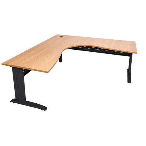 Rapidline Rapid Span Corner Workstation 1800 x 1800 x 700mm Beech / Black Satin
