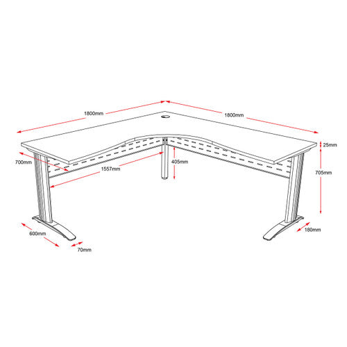 Rapidline Rapid Span Corner Workstation 1800 x 1800 x 700mm Beech / White Satin