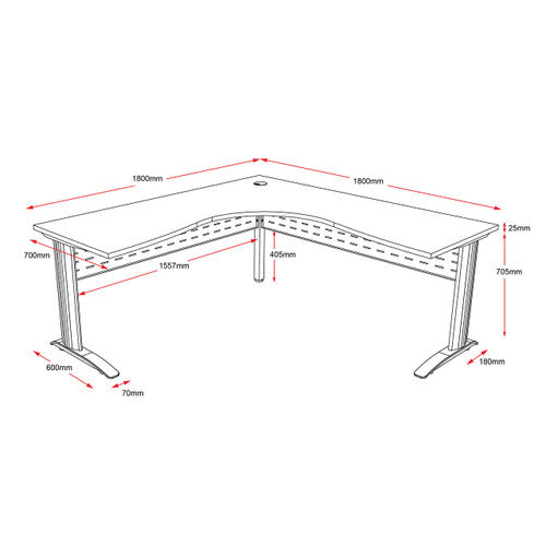 Rapidline Rapid Span Corner Workstation 1800 x 1800 x 700mm Natural White / Black Satin