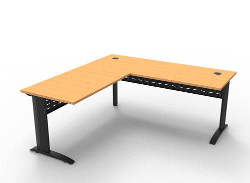 Rapidline Rapid Span Open Workstation with Return 1800 x 1800 x 700mm Beech / Black Satin