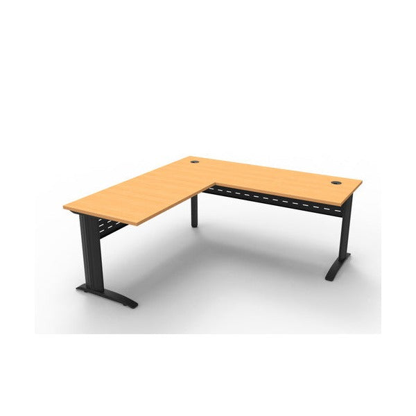 Rapidline Rapid Span Open Workstation with Return 1800 x 1800 x 700mm Beech / Black Satin