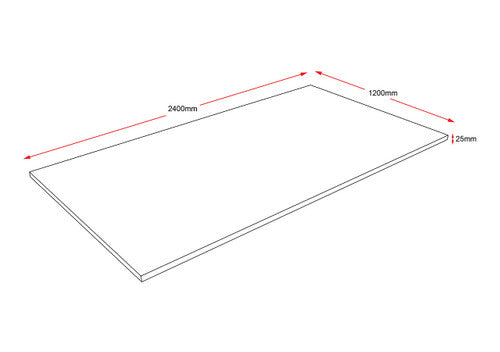Rapidline Rectangular Table Top 2400 x 1200 x 25mm Only Natural White