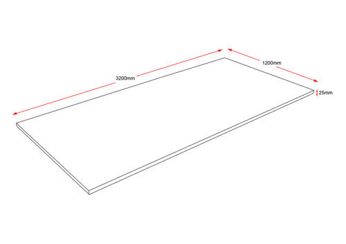 Rapidline Rectangular Table Top 3200 x 1200 x 25mm Only Natural White
