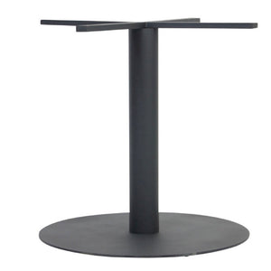 Rapidline Estilo disc base table frame in black with a round disc foot, single column and cross-arm top supports, frame only on a white background
