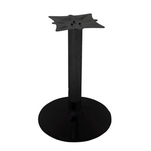 Rapidline Estilo disc base table frame in black with a round disc foot, single column and a star-shaped top plate, frame only on a white background