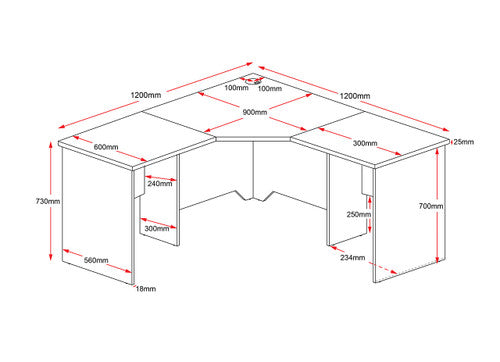 Rapidline Rapid Worker Corner Workstation 1200 x 1200 x 600mm Beech / Ironstone
