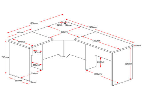 Rapidline Rapid Worker Corner Workstation 1200 x 2100 x 600mm Beech / Ironstone