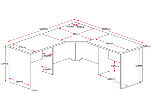 Rapidline Rapid Worker Corner Workstation 1500 x 1500 x 600mm Beech / Ironstone