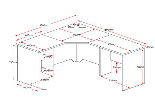Rapidline Rapid Worker Corner Workstation 1800 x 1500 x 600mm Beech / Ironstone