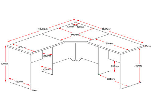 Rapidline Rapid Worker Corner Workstation 1800 x 1800 x 600mm Beech / Ironstone