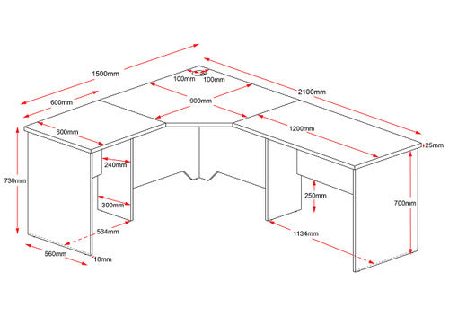 Rapidline Rapid Worker Corner Workstation 2100 x 1500 x 600mm Beech / Ironstone