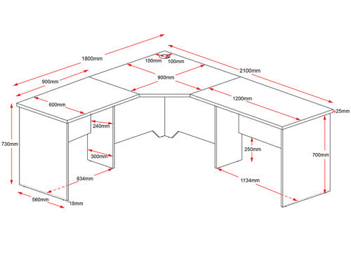 Rapidline Rapid Worker Corner Workstation 2100 x 1800 x 600mm Beech / Ironstone