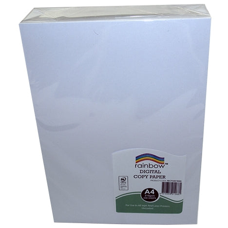 Rainbow Digital Copy Paper A4 210gsm pack standing upright, label at the lower right corner, view 2