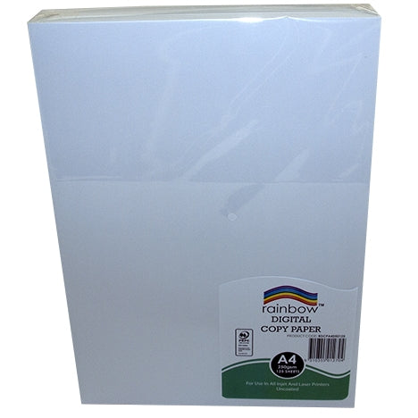 Rainbow Digital Copy Paper A4 250gsm pack standing upright, label at the lower right corner, view 3