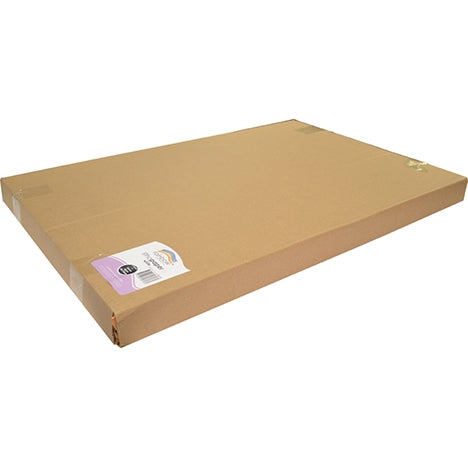 Rainbow litho paper carton in brown board, lilac and white label reading litho paper white near one corner