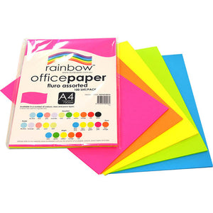 Rainbow Office Paper A4 75gsm Fluoro Assorted Pack of 100 - image 1