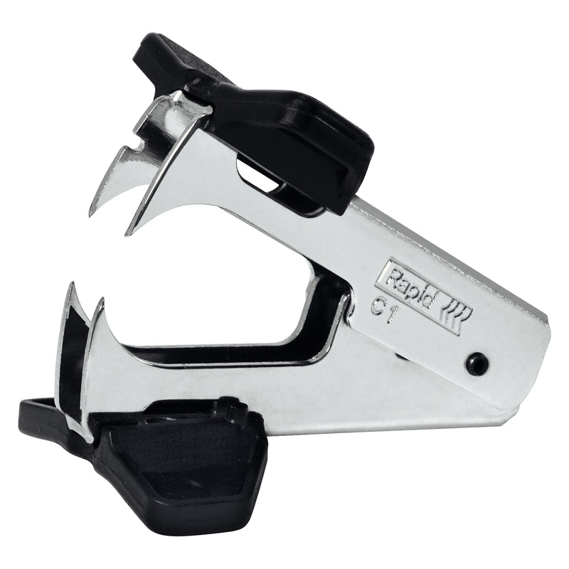 A clean side profile of the Rapid C1 Staple Remover Claw on a white background. The Rapid branding, chrome finished steel body and sturdy claw mechanism are clearly displayed to showcase the product's durable build and professional finish.